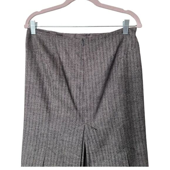 Vintage Wool Chaiken Knee Length Pleated Pencil Skirt Size 8 Brown Wool Gatsby - Picture 5 of 14